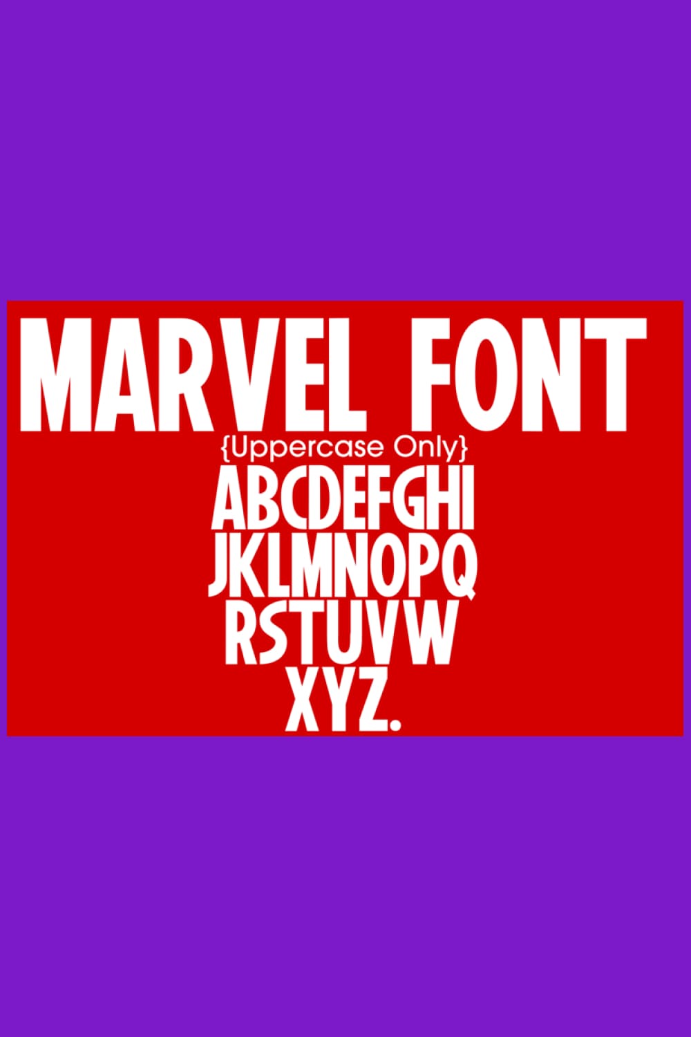 Marvel white font on a red background.