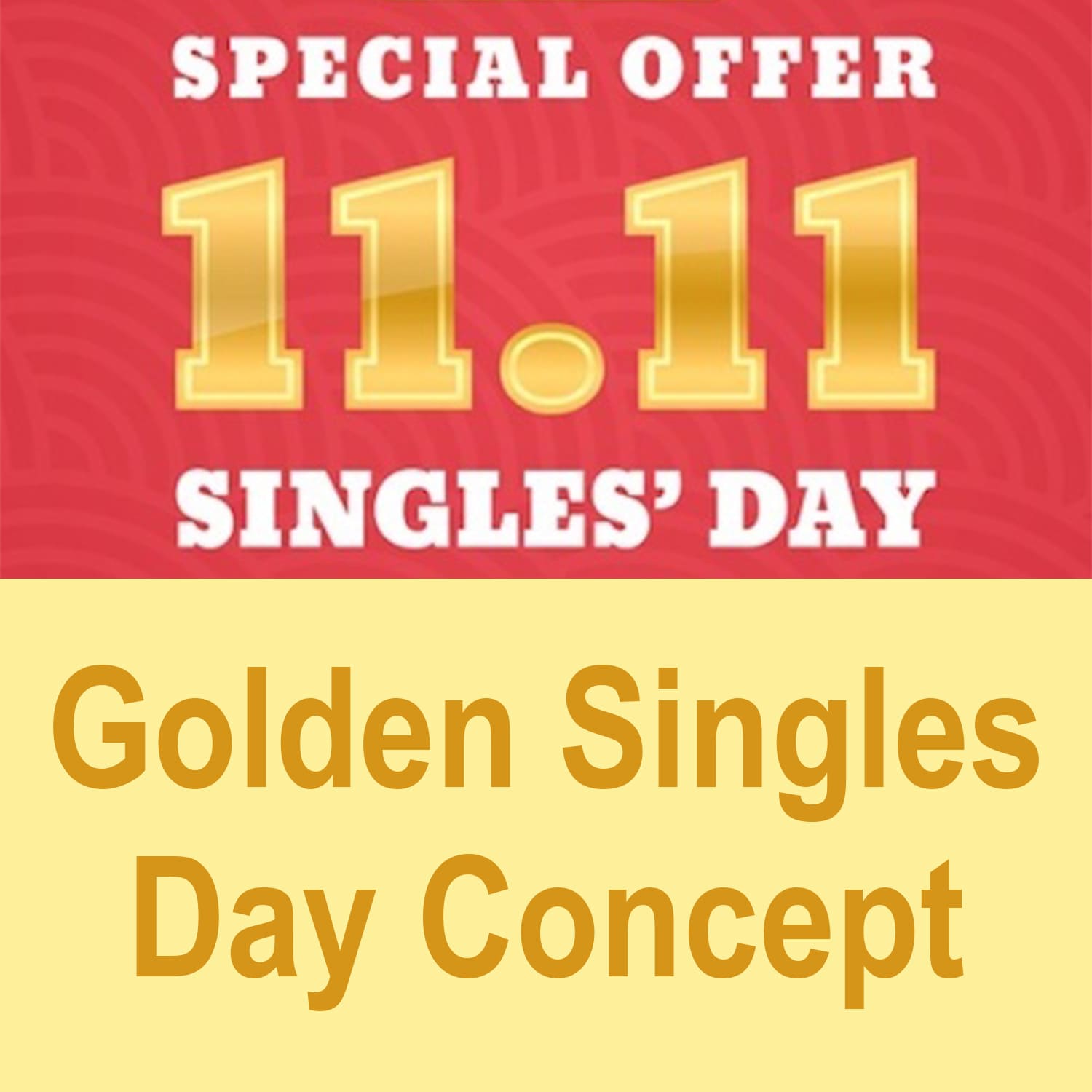 Golden Singles Day Concept Free Vector Example.