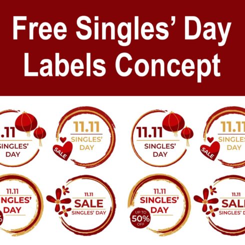 Free Singles' Day Labels Concept Example.