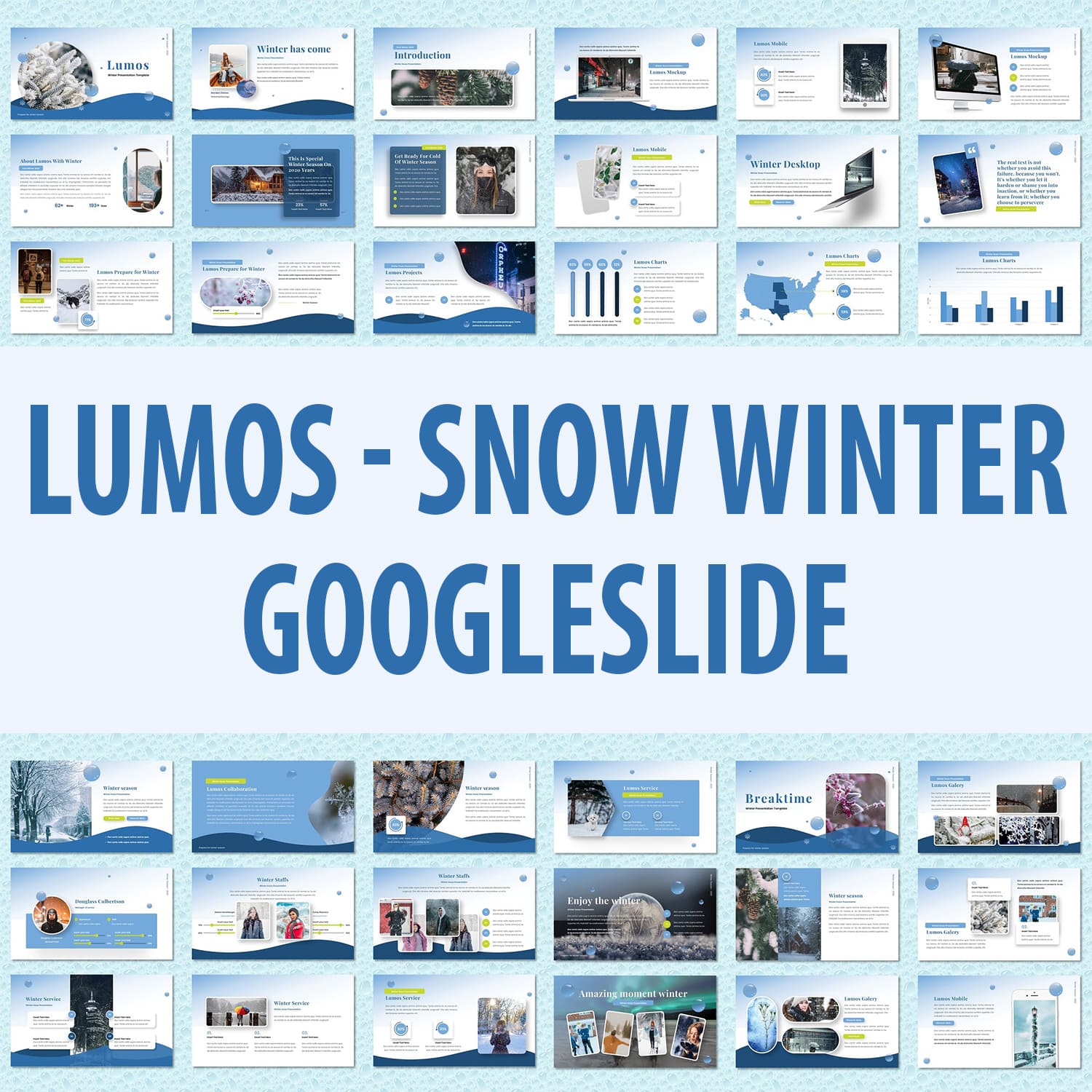 Lumos - Snow Winter Googleslide cover.