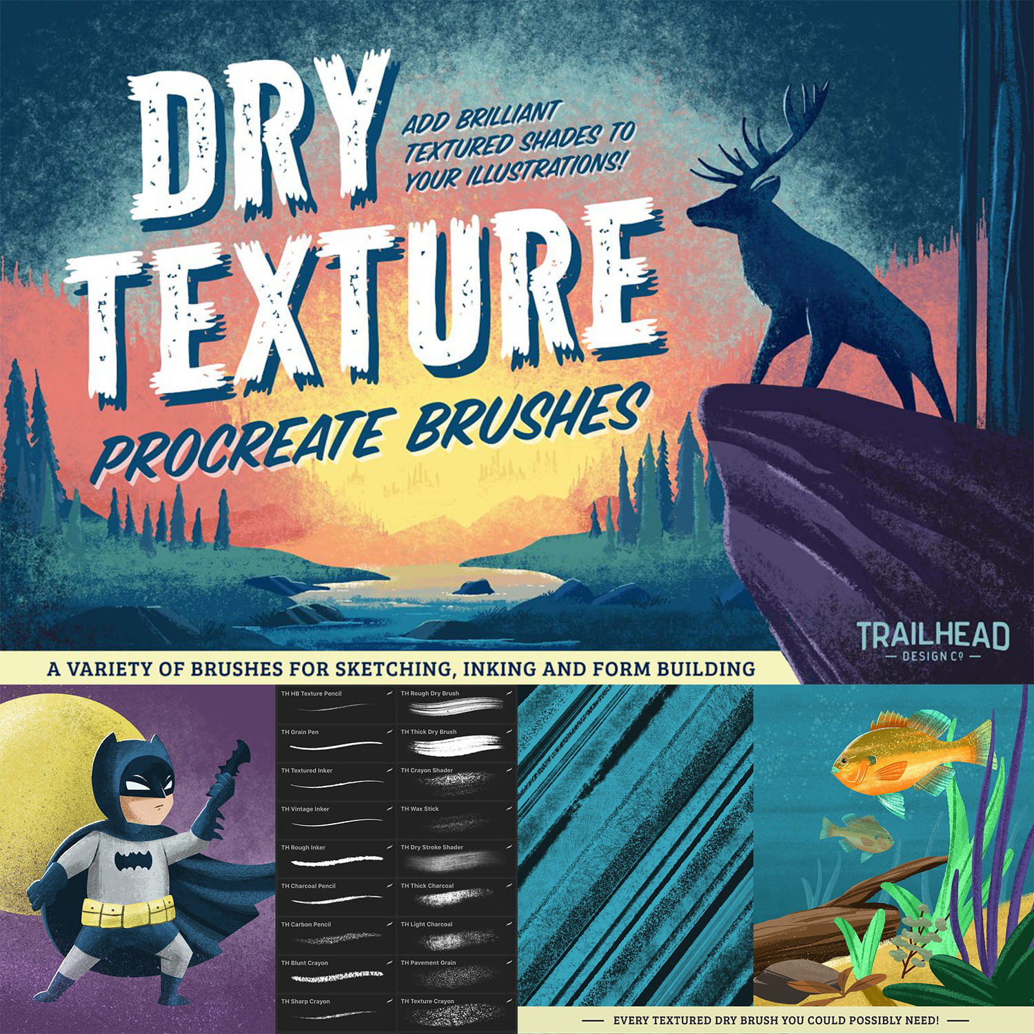 Dry Texture Brushes for Procreate cover.