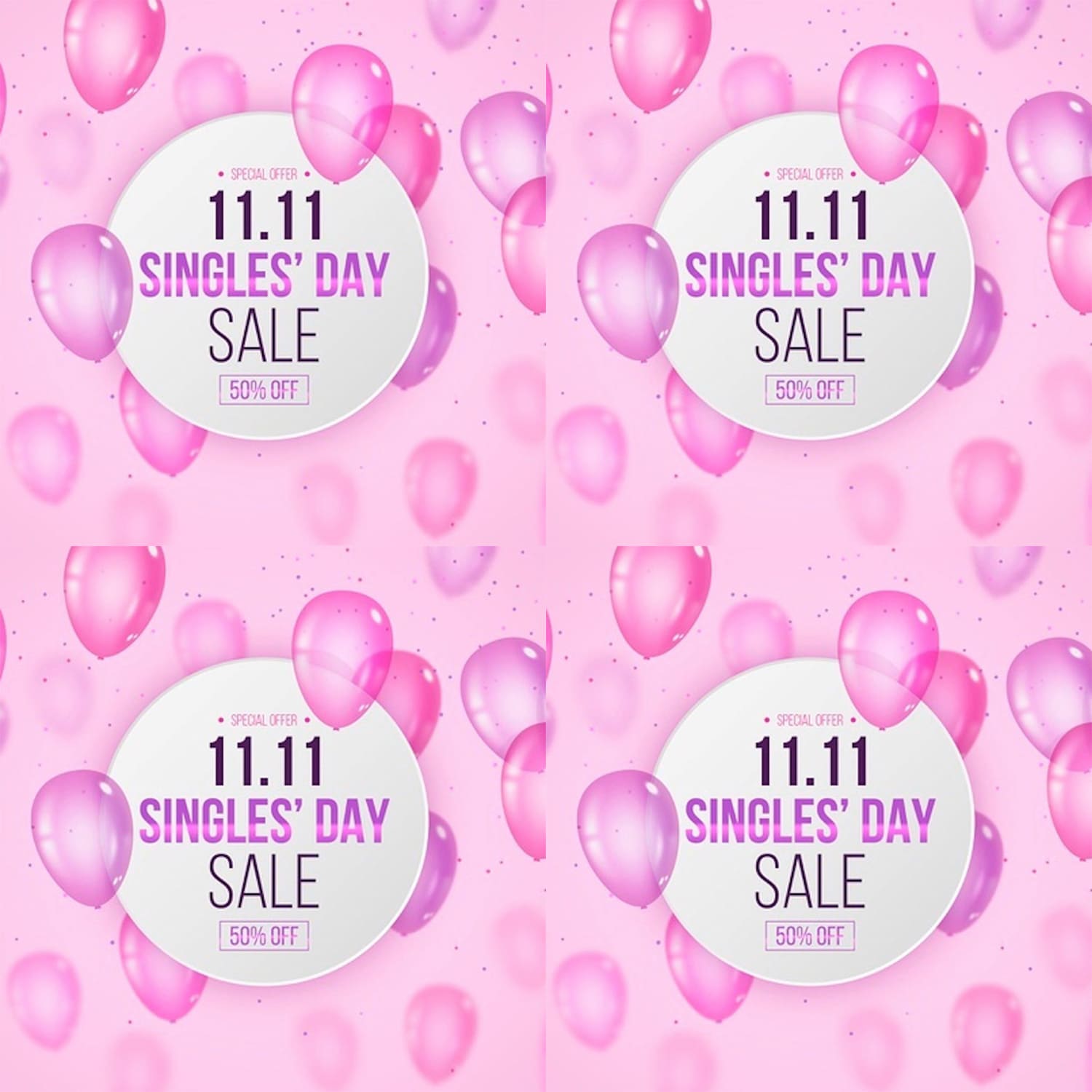 Pink Singles' Day with Realistic Balloons cover image.