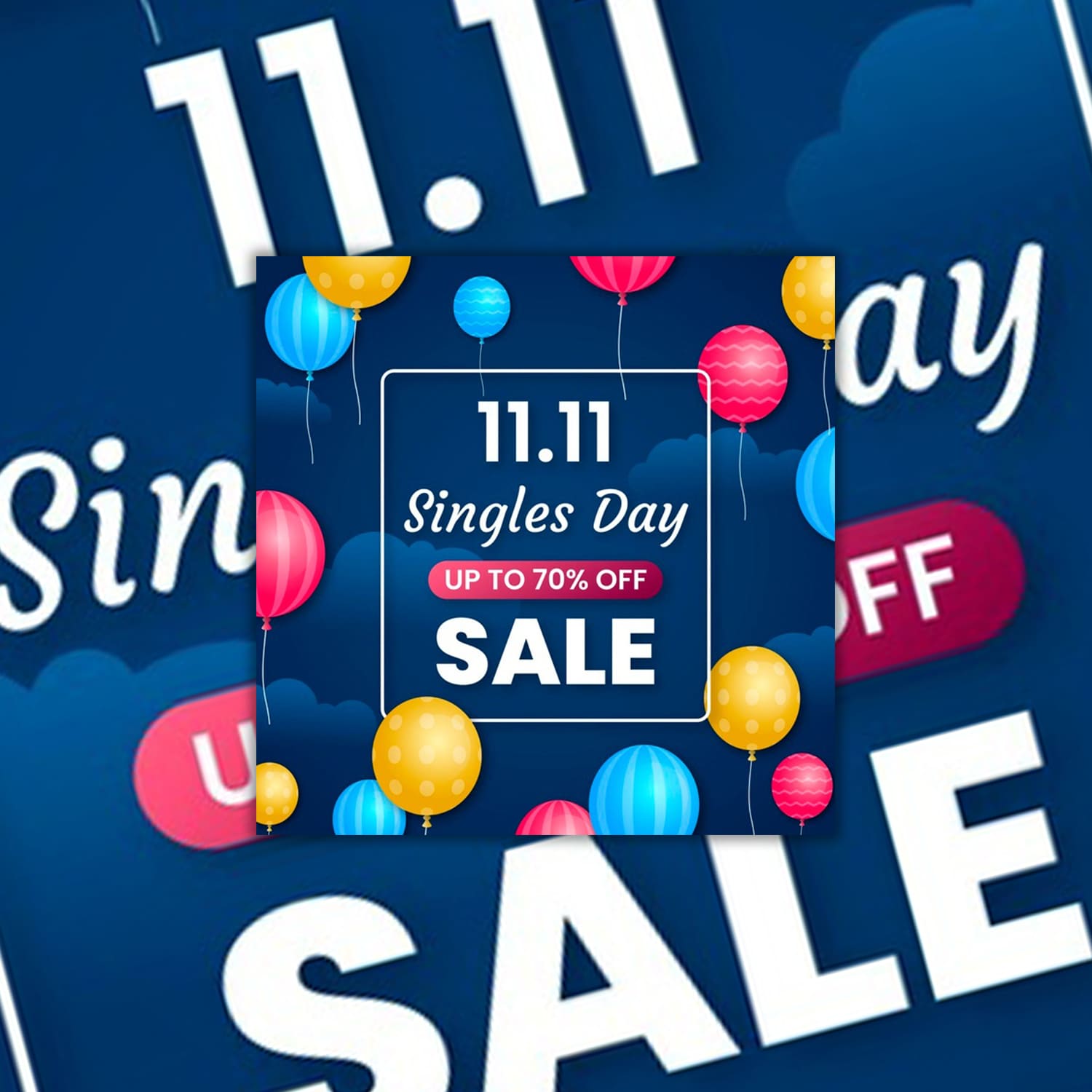 Colorful Balloons Singles' Day Free Vector cover image.