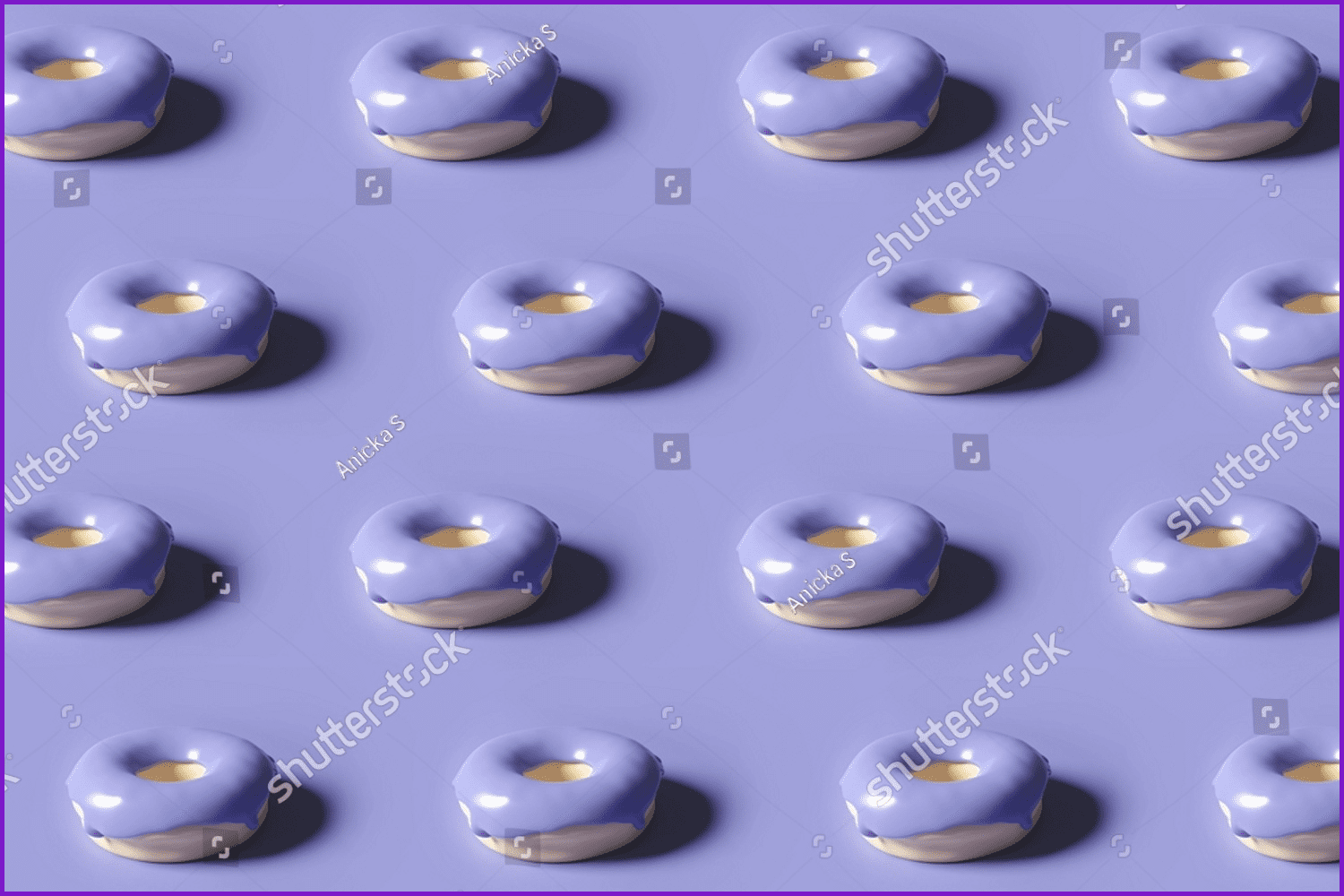 3d render of donut pattern glazed with violet color.