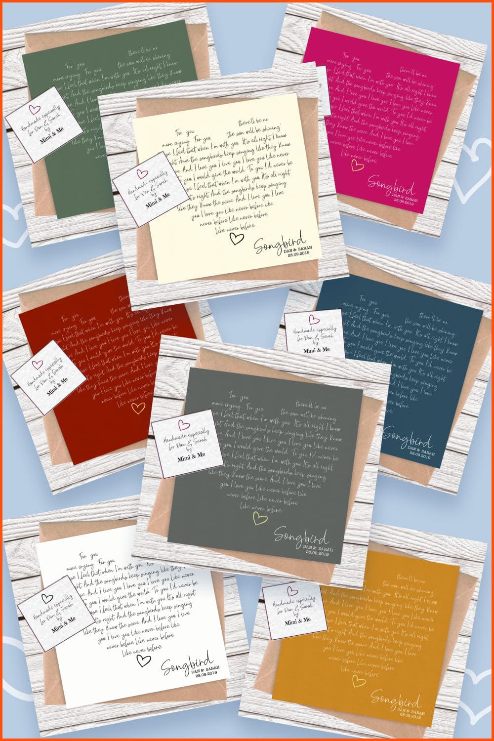 Colorful cards with cute text.