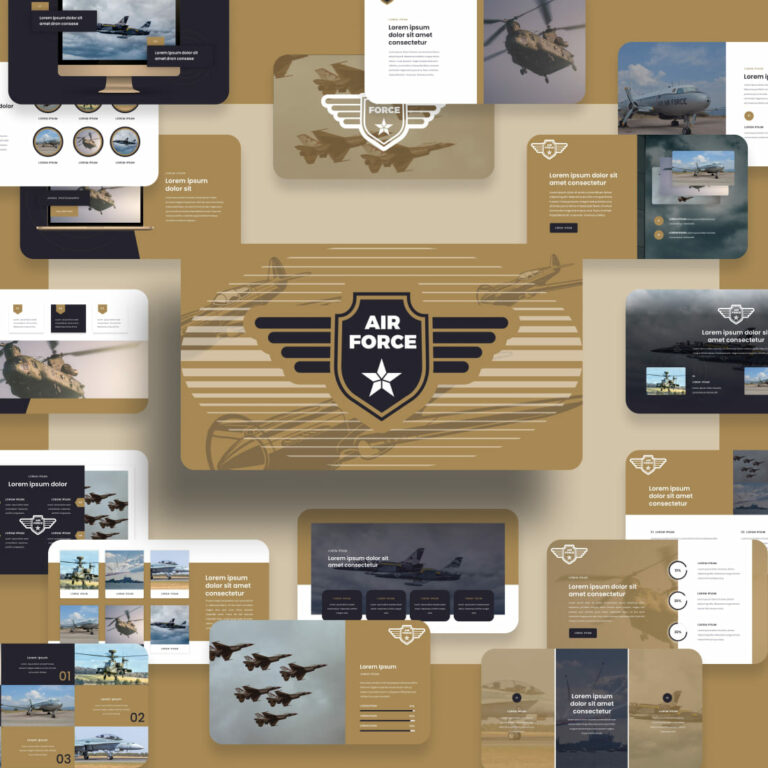 AirForce Presentation: 50 Slides PPTX, KEY, Google Slides – MasterBundles