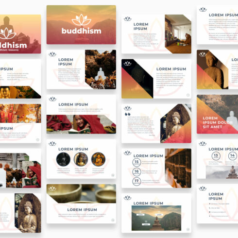 Buddhism powerpoint template cover.
