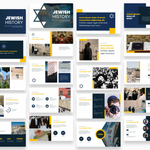 Judaism Presentation Template: 50 Slides PPTX, KEY, Google Slides.
