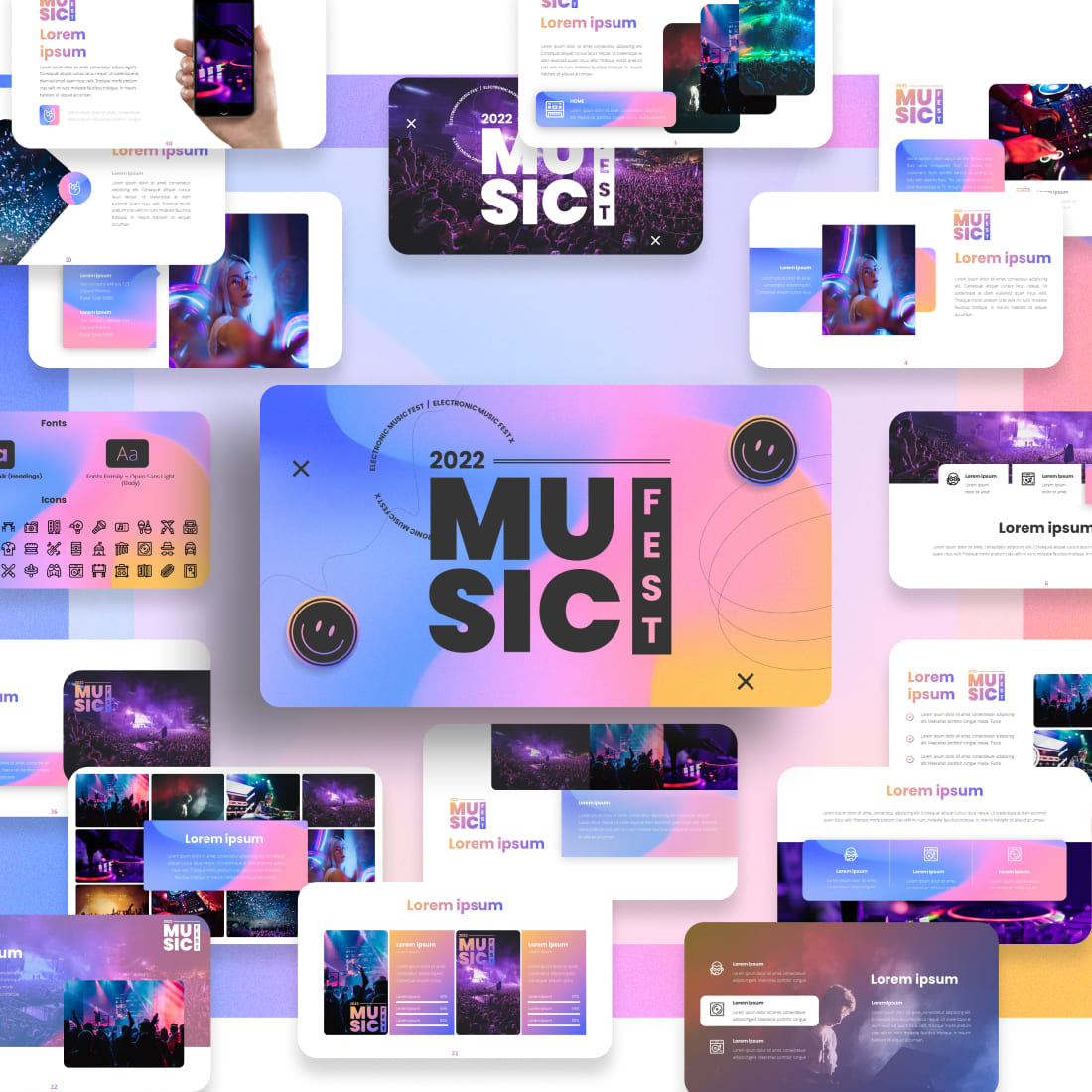 Musicfest googleslides template cover image.