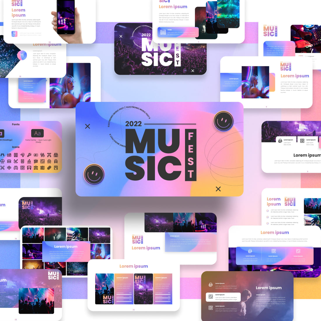 Musicfest powerpoint template cover image.