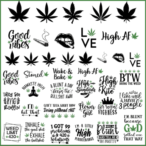 Weed SVG Bundle (Cannabis Leaf, Plant) - MasterBundles