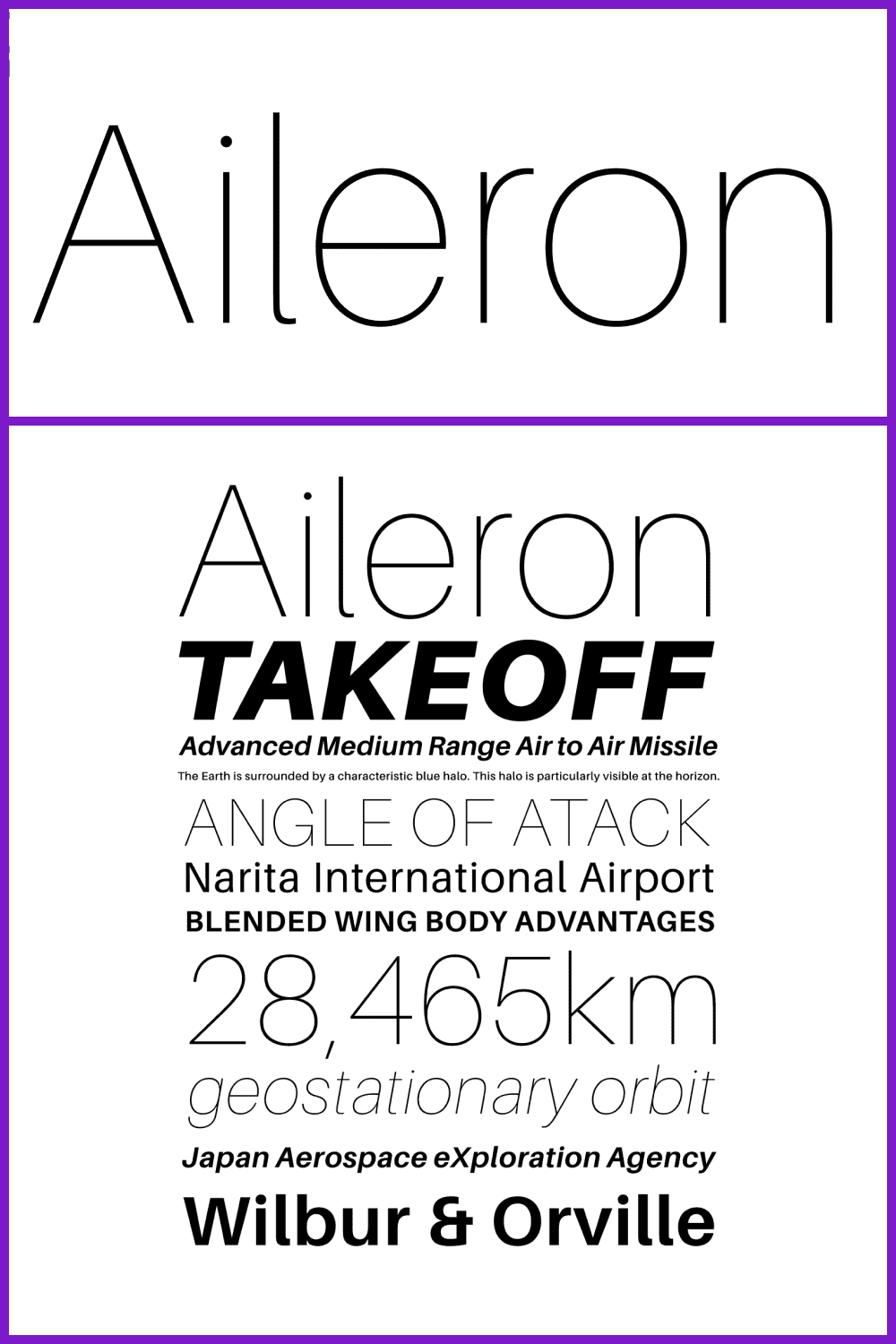 Aileron is available in 10 different styles.