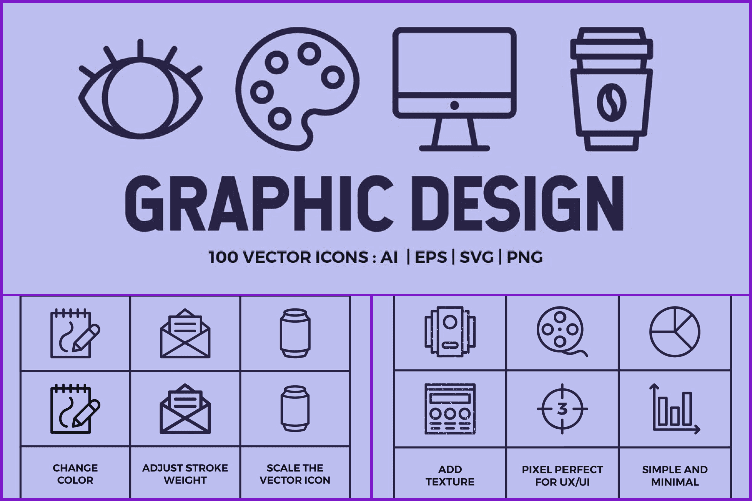 100 Graphic Design Simple Line Icons.