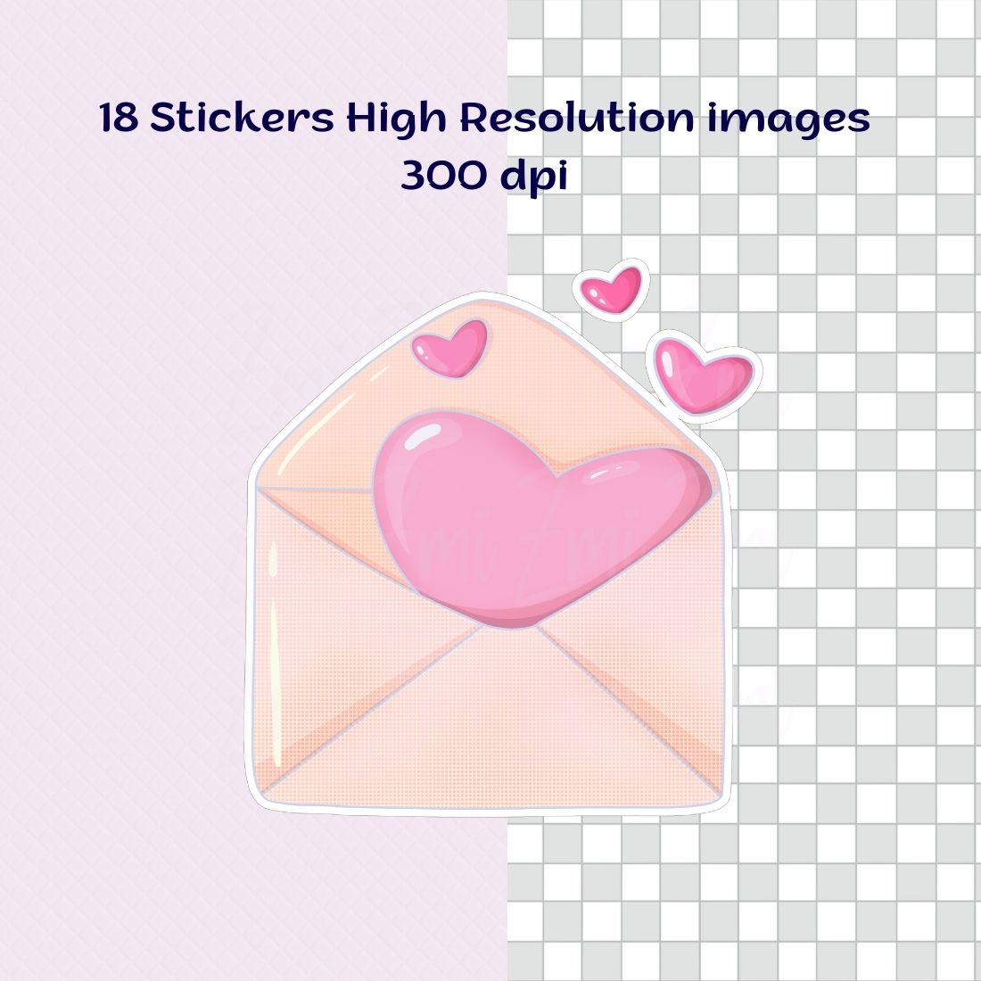 Valentines digital stickers pack preview.