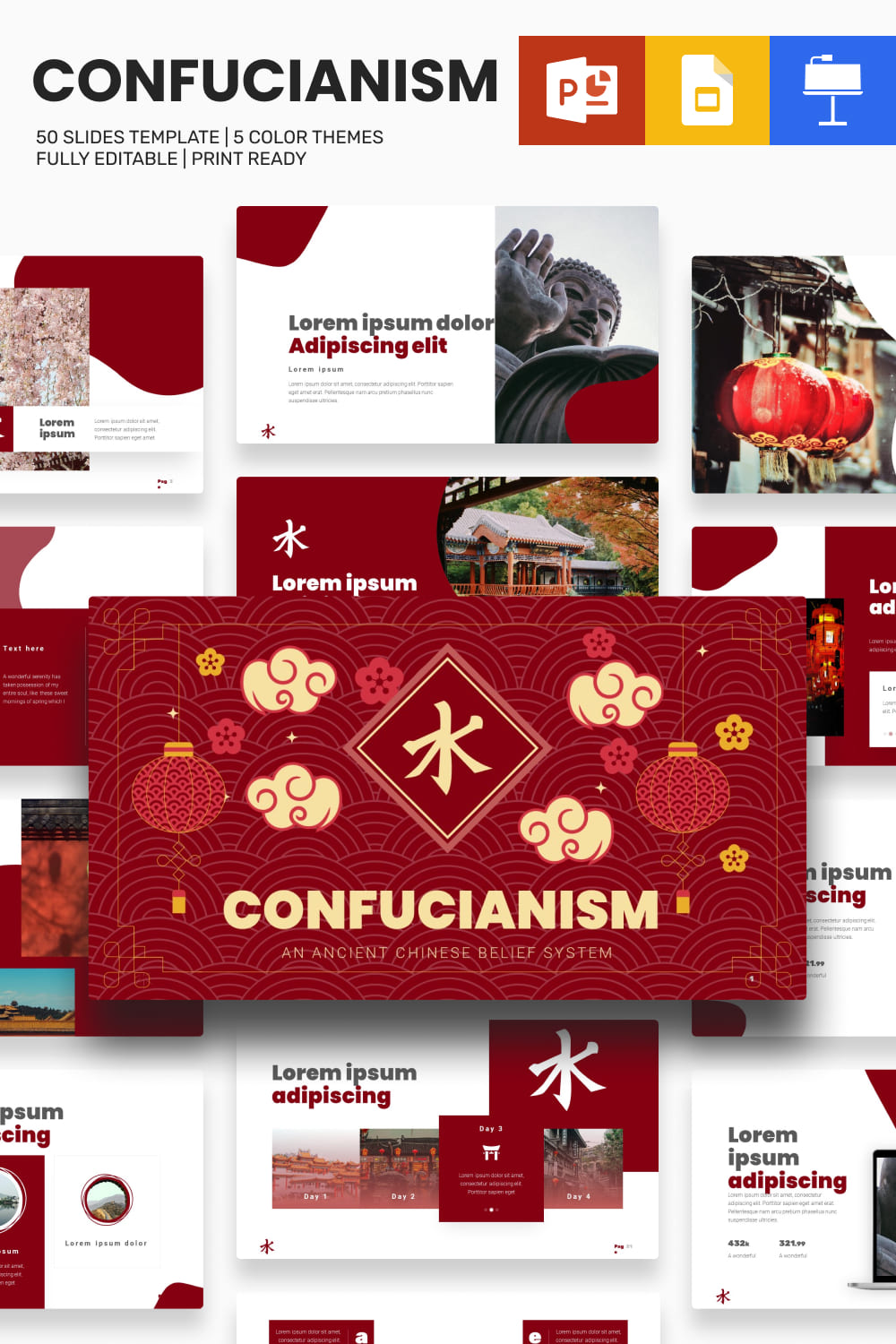 Confucianism Presentation Template: 50 Slides PPTX, KEY, Google Slides .