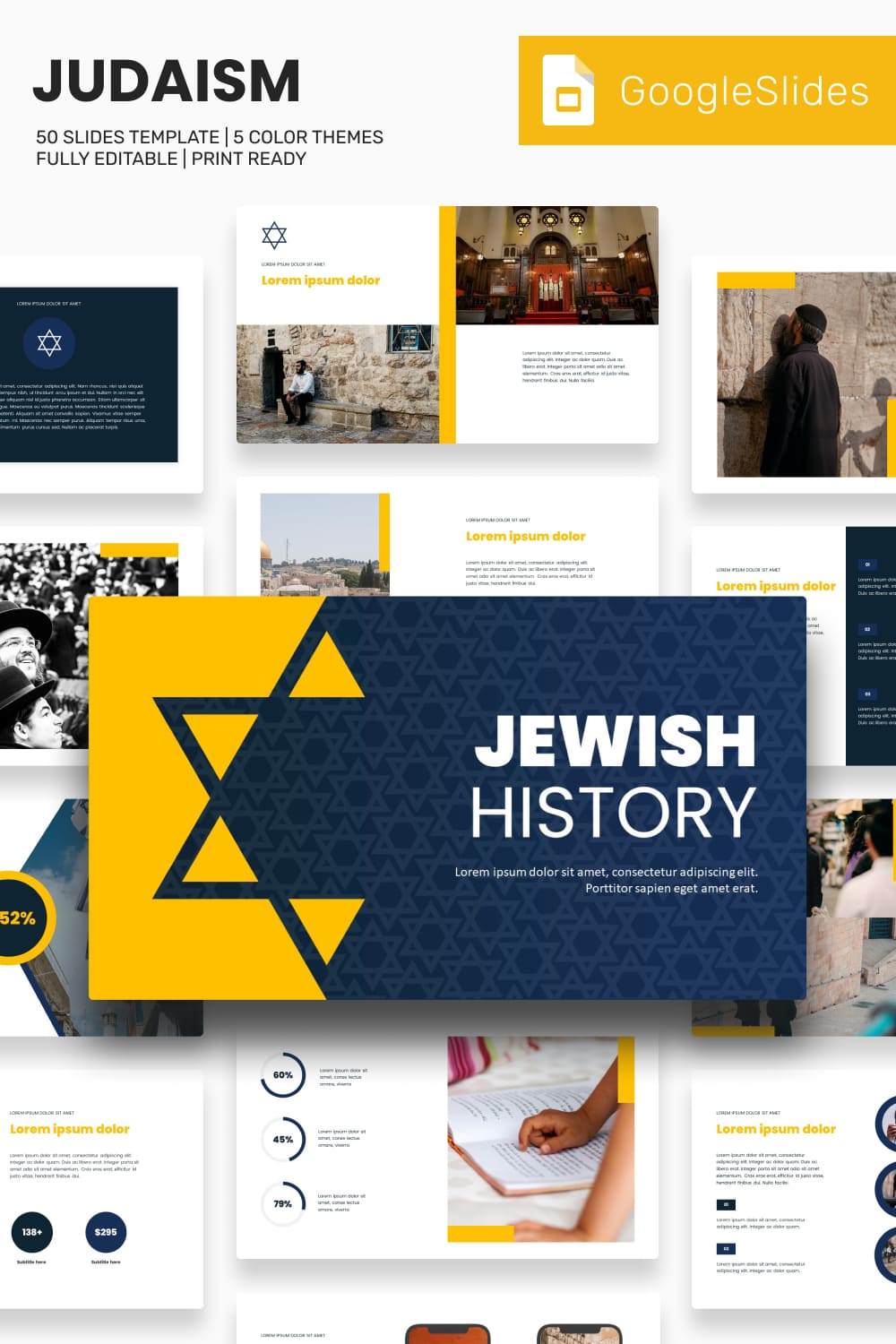 Collage of presentation pages with photos of Jewish shrines.