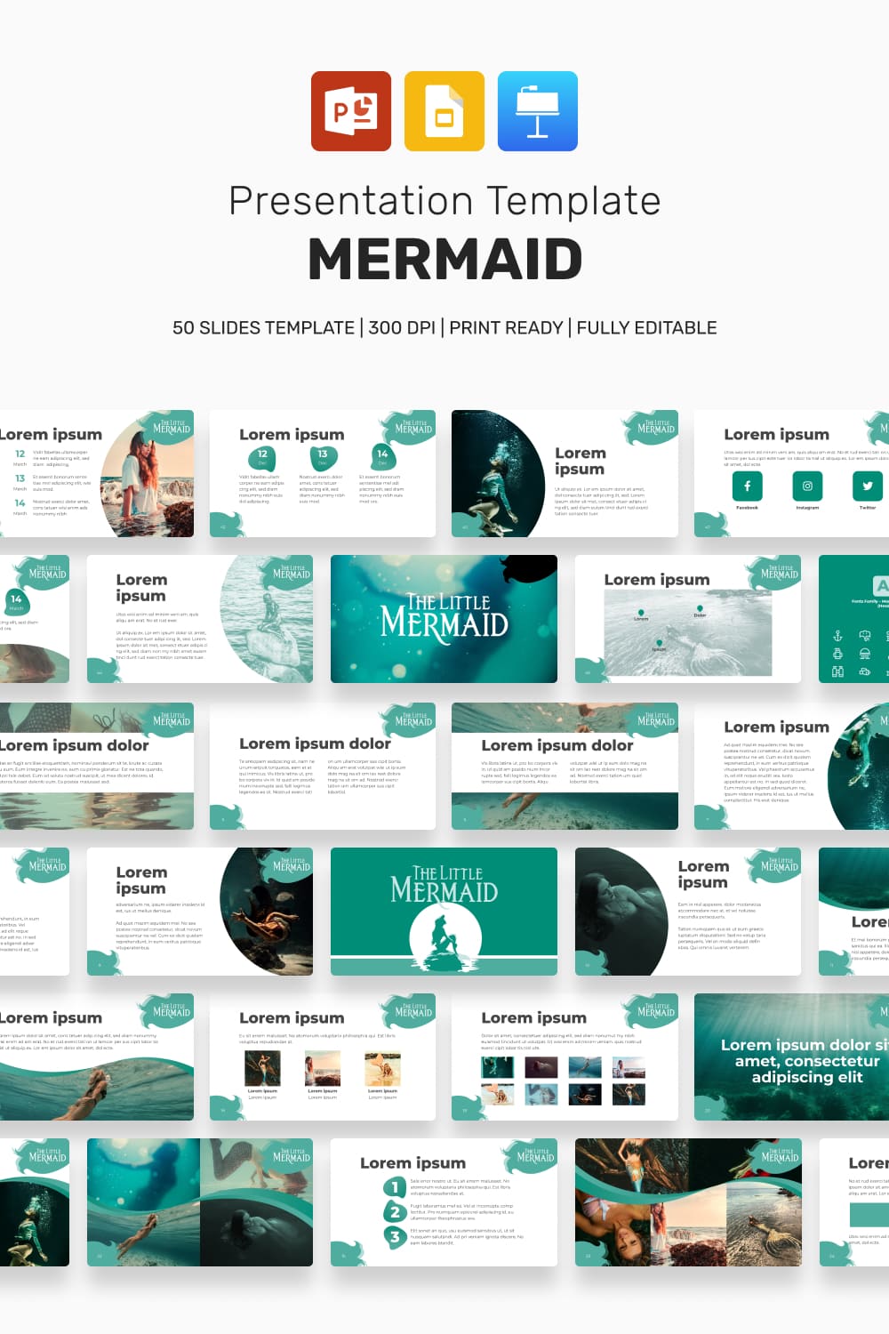 3 mermaid presentation template 1000h1500