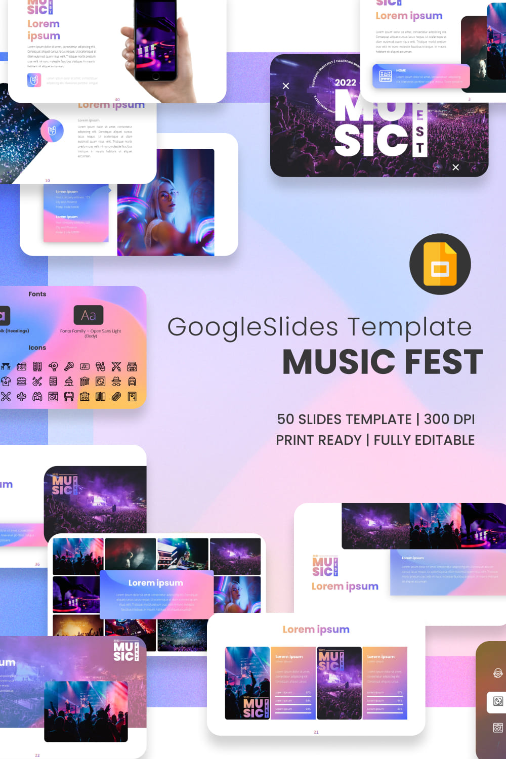 Music Fest Template in Google Slides.