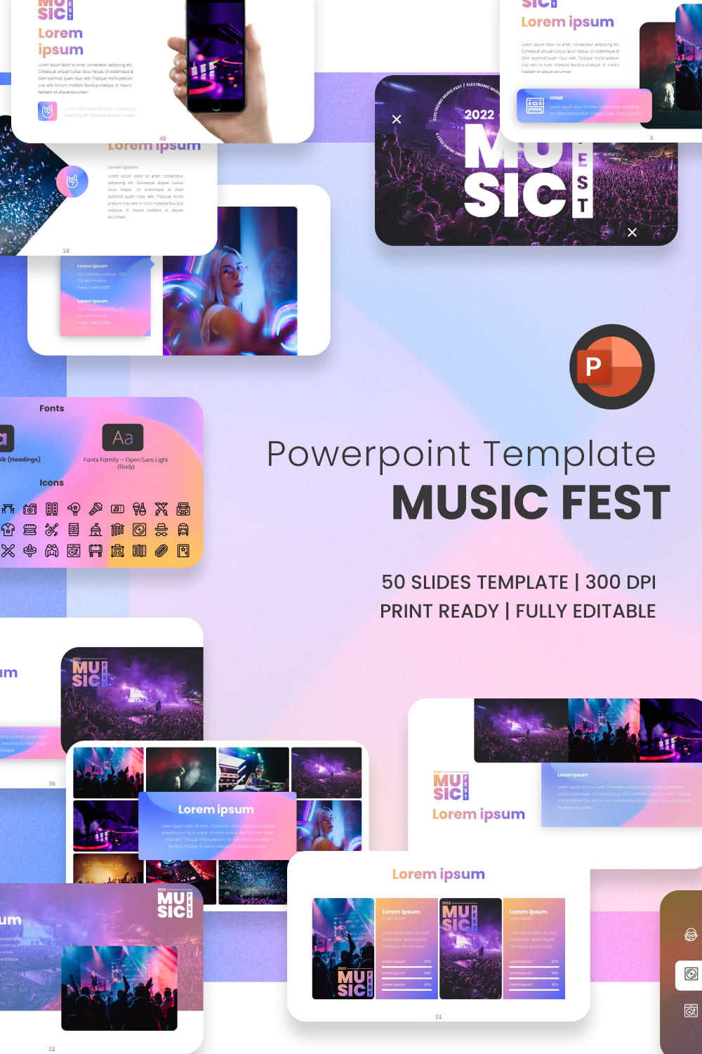 Music Fest Template in PPTX.