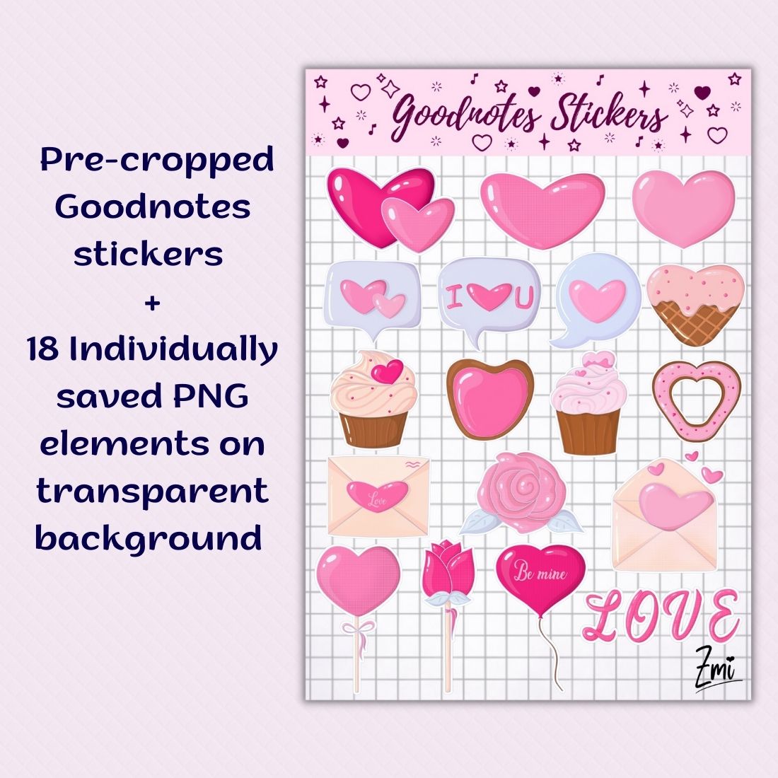 Valentines digital stickers pack cover image.