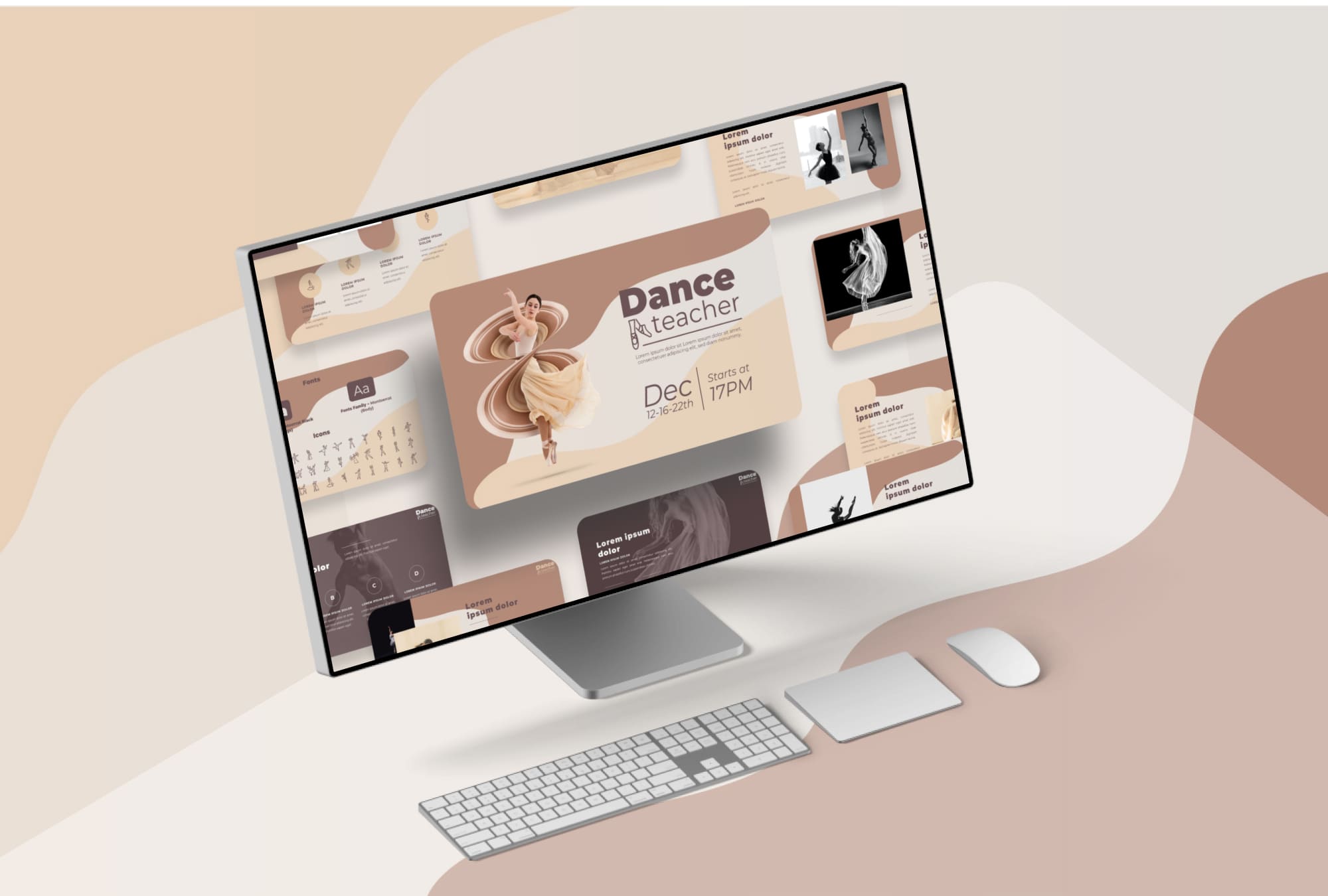 Desktop option of the Dance Teacher Presentation: 50 Slides PPTX, KEY, Google Slides.