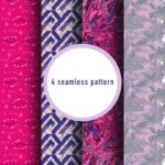 4 Hand Drown Seamless Patterns for Valentine's Day