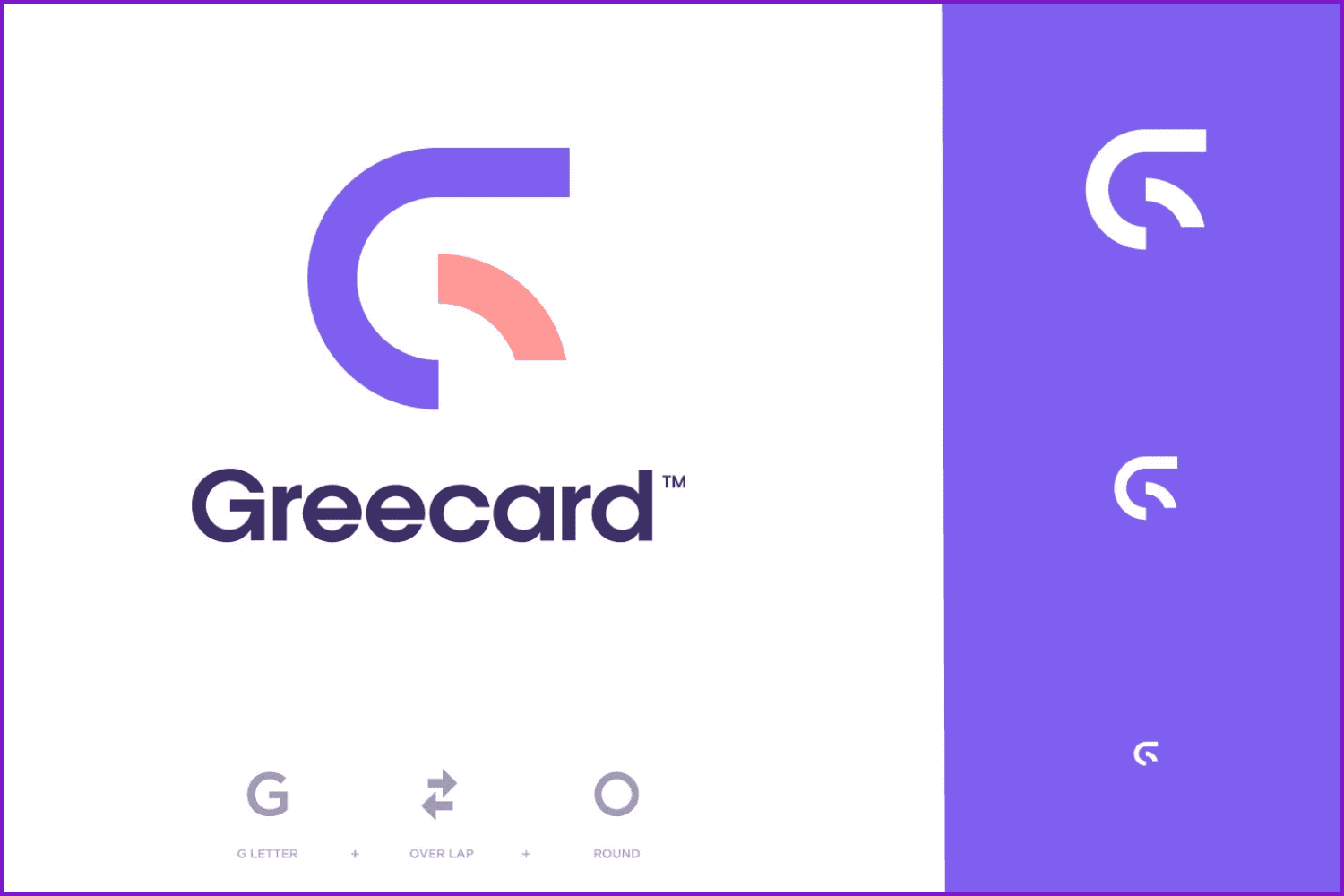 Minimalistic logo in purple.