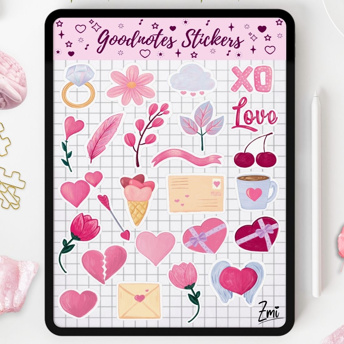 Valentine's Day Digital Stickers Pack PNG