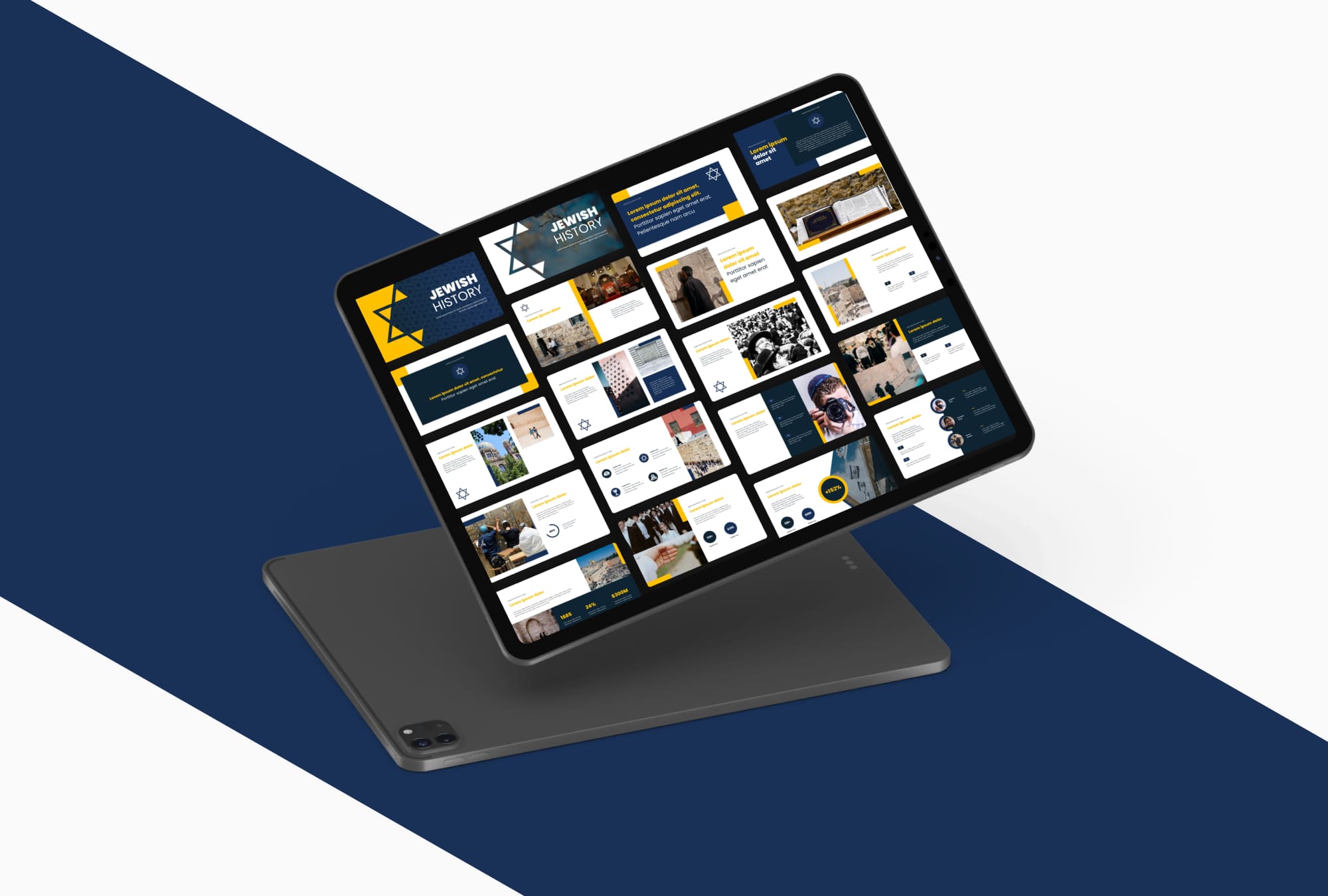Judaism Presentation Template: 50 Slides PPTX, KEY, Google Slides - tablet.