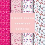 Hand Drown Seamless Patterns for Valentine's Day