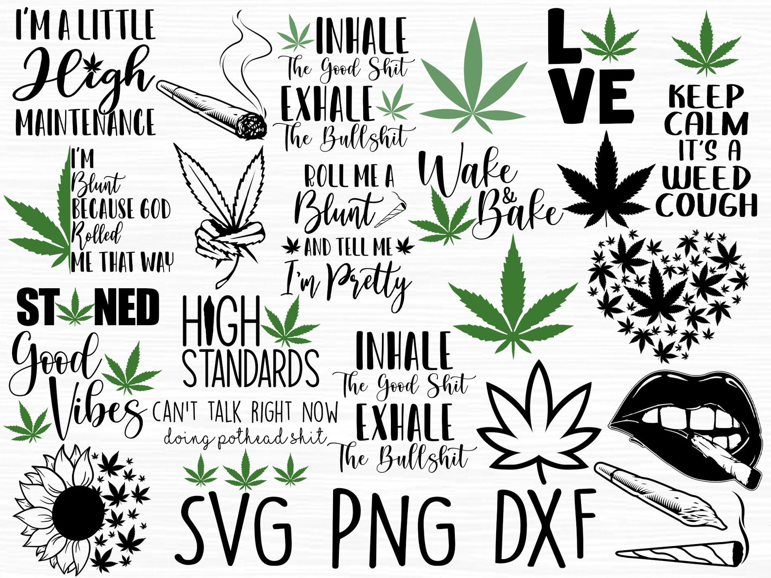 Diverse of weed elements.