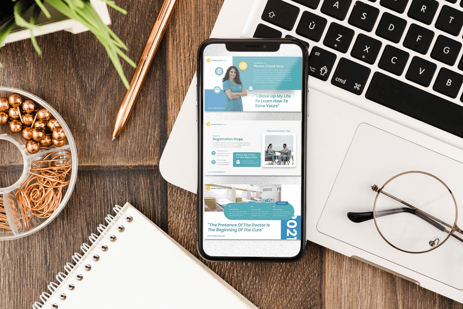Mobile option of the madlica medical powerpoint template.