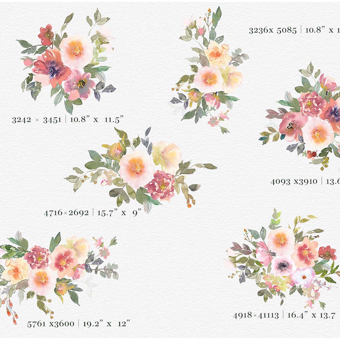 Watercolor Soft Flowers Clipart.