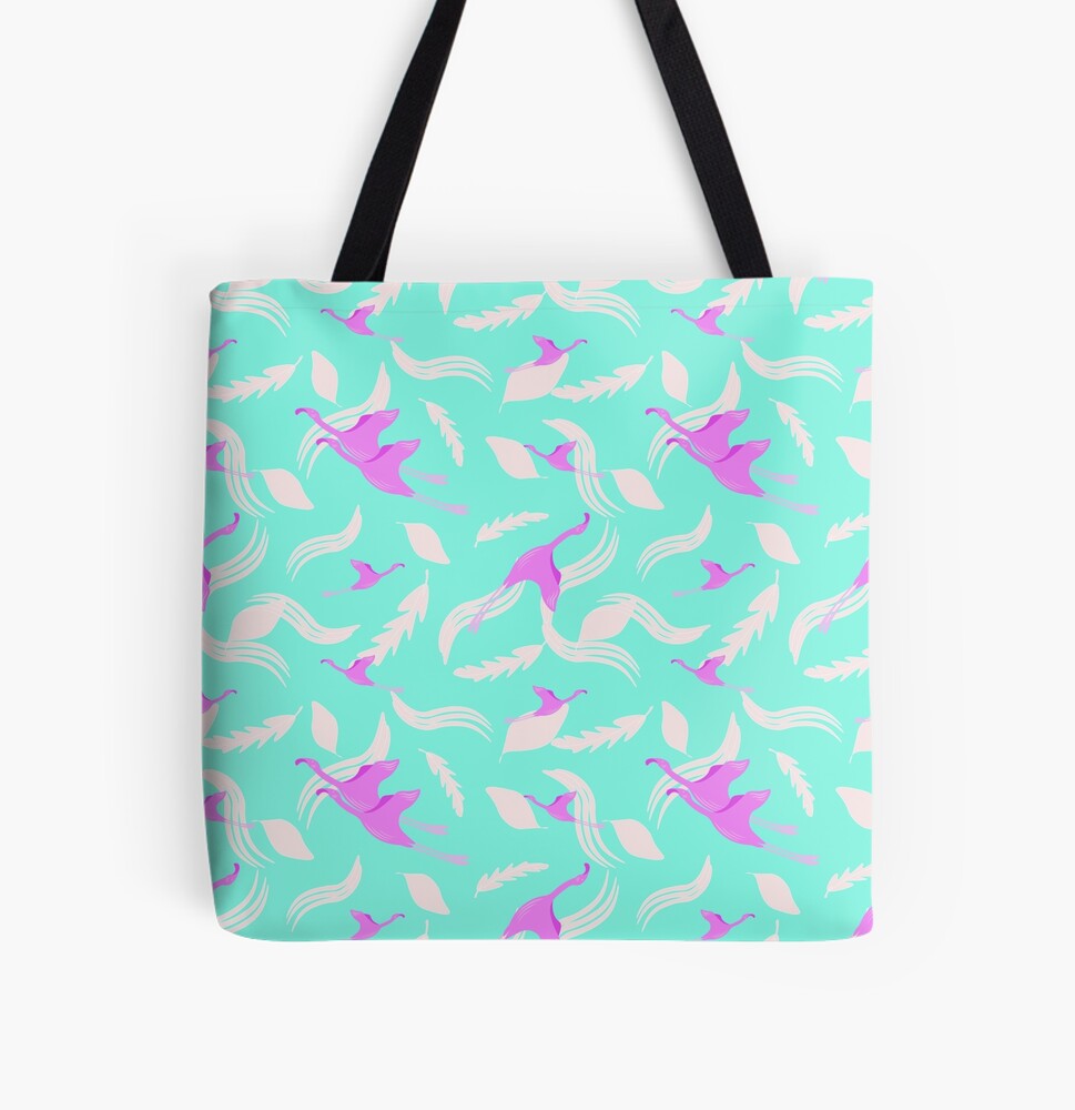 bag Set of Wave Patterns. Flamingo Pattern and Feather.