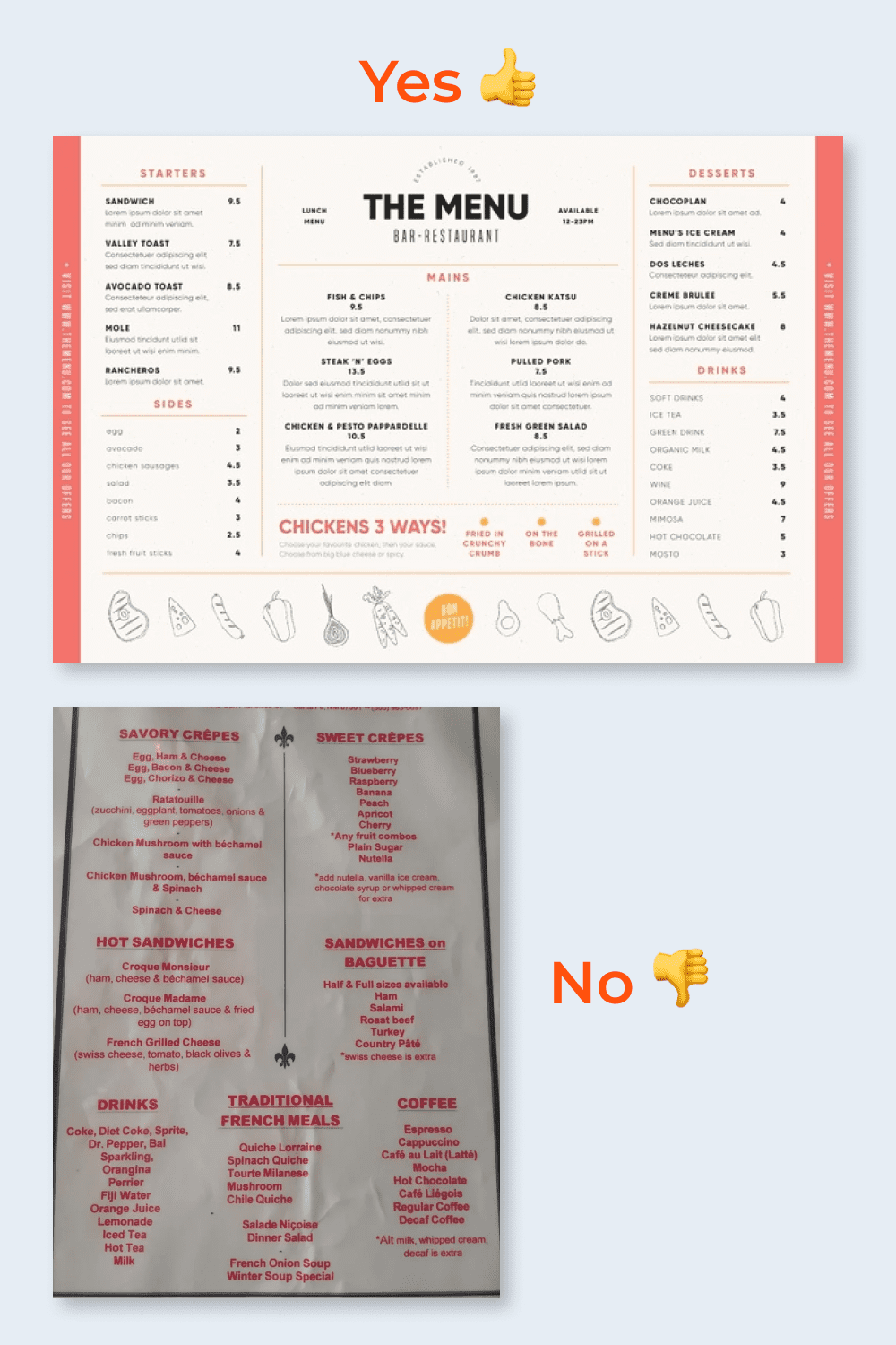 Elegant pink-white menu and menu with very much lines.