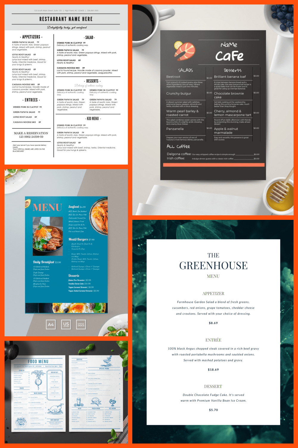 best restaurant menu templates for ms word and google docs in 2022 pinterest.