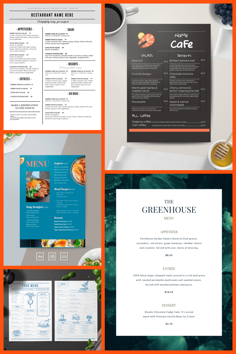 restaurant menu template microsoft word