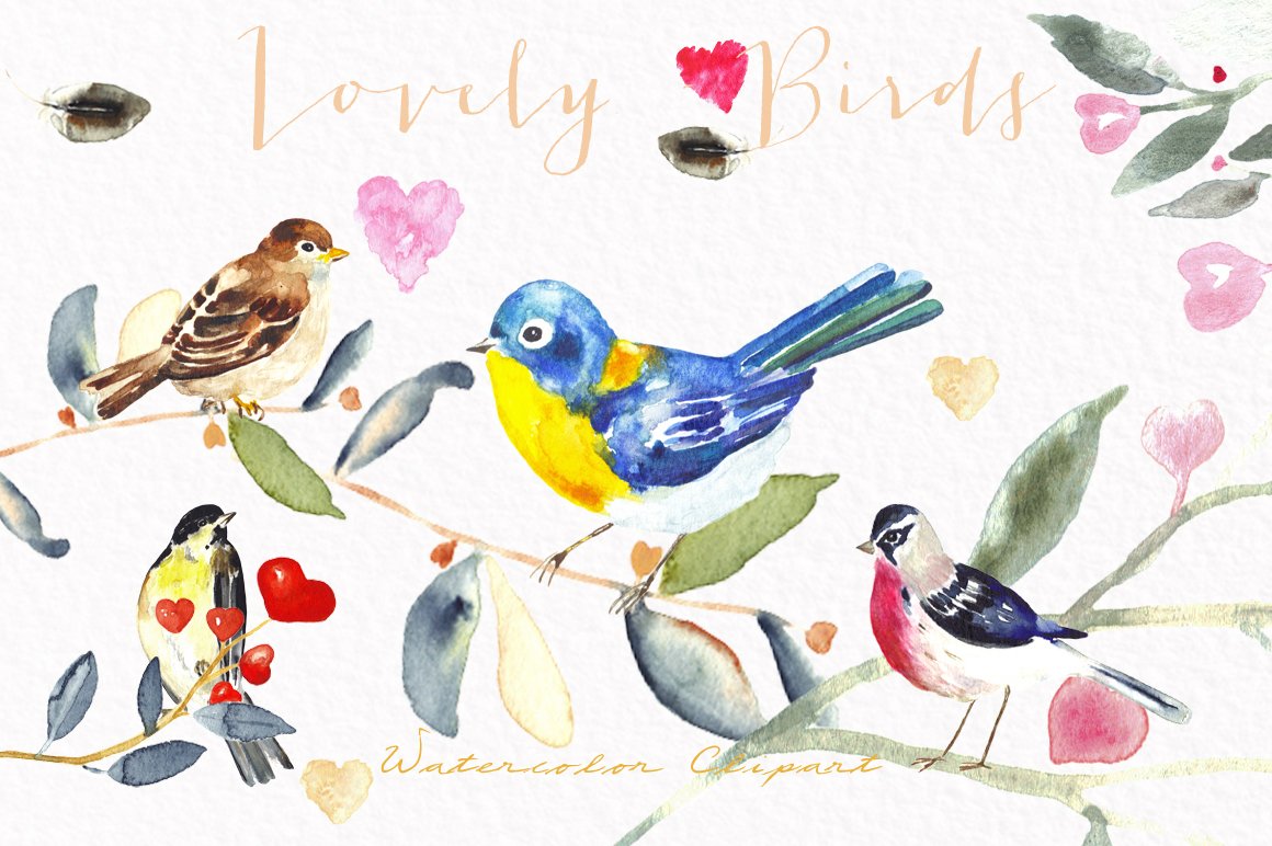 Lovely watercolor birds.