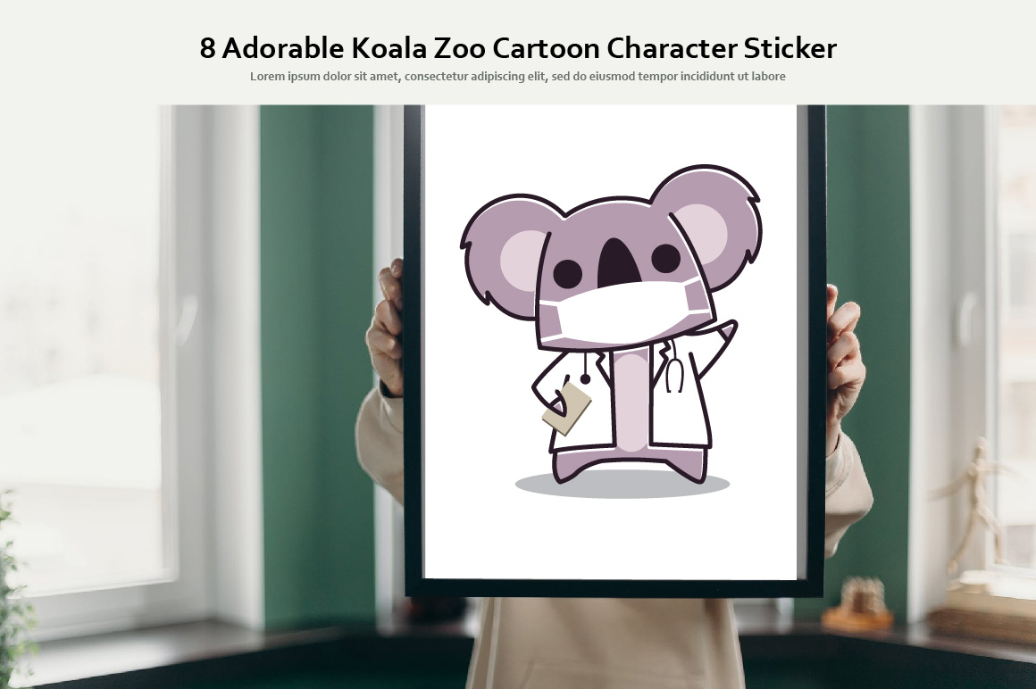 8 Adorable Koala Zoo Cartoon Character Sticker facebook image.
