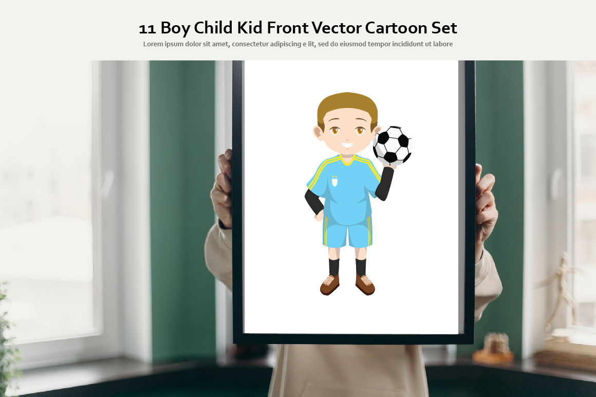 Boy Child Kid Front Vector Cartoon Set facebook cover.