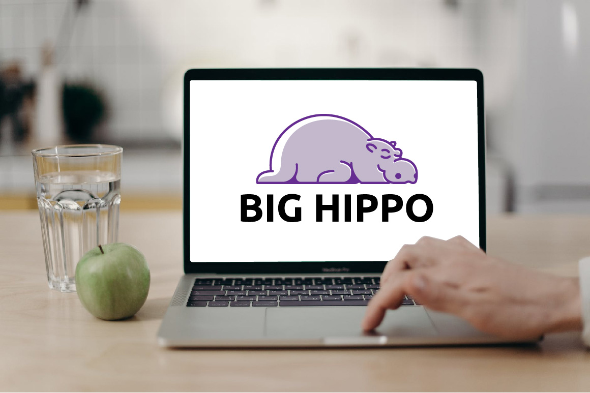 Cute Big Hippo Sleeping Africa Animal Zoo Logo facebook cover.