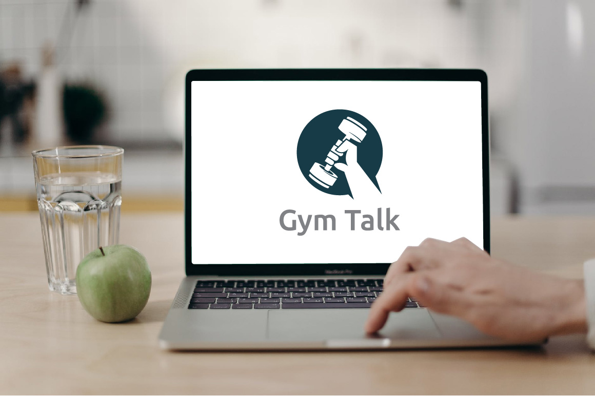 Gym Talk Sport Consulting Application Strong Dumbbell Logo facebbok.