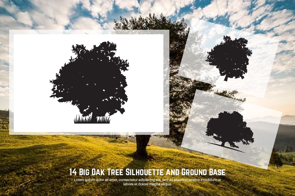 Big Oak Tree Silhouette and Ground Base facebook.