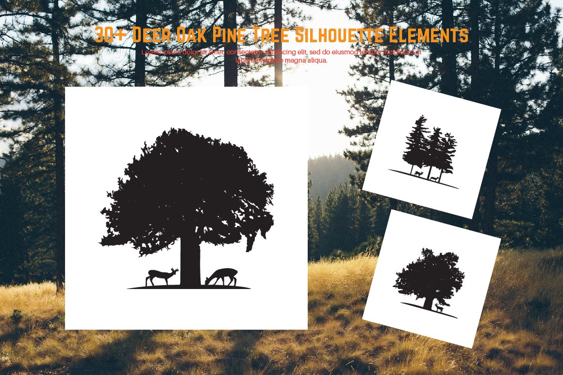  Deer Oak Pine Tree Silhouette Elements cover.