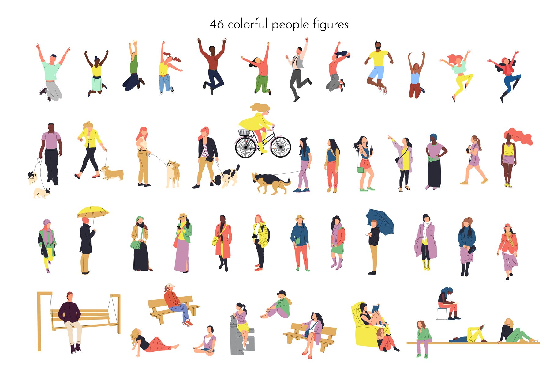 46 colorful people figures.