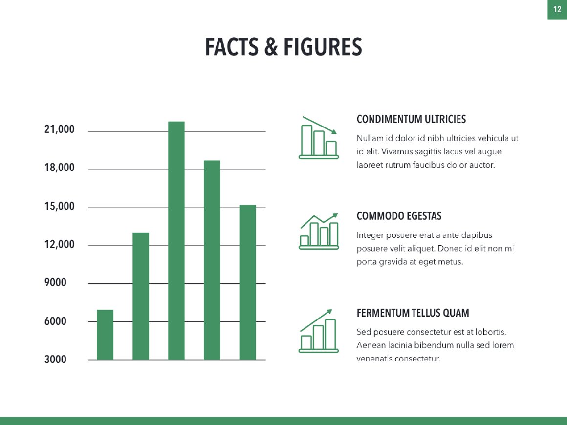 Templates includes simple green infographics.