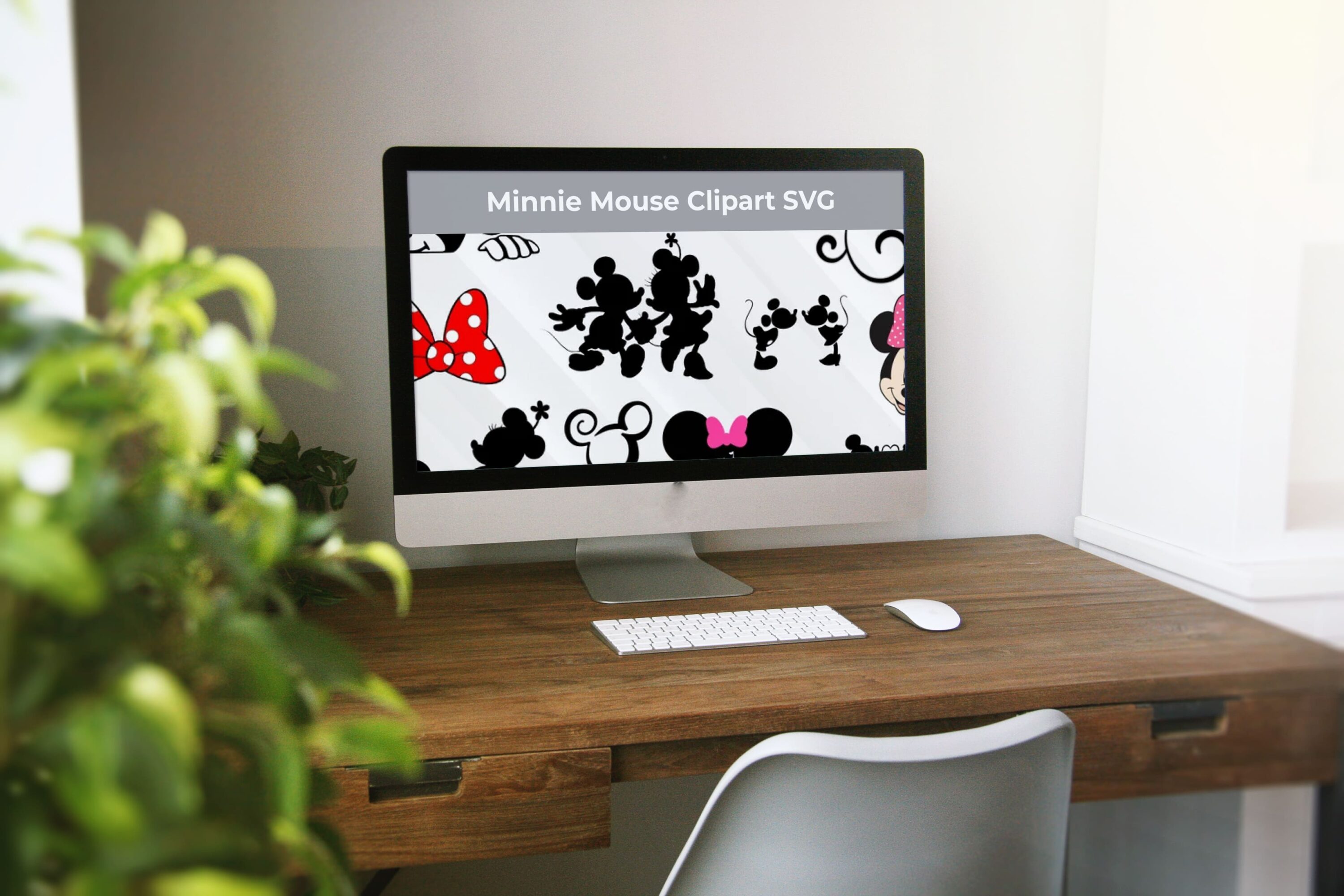 Desktop - Minnie Mouse Clipart SVG Digital Download.