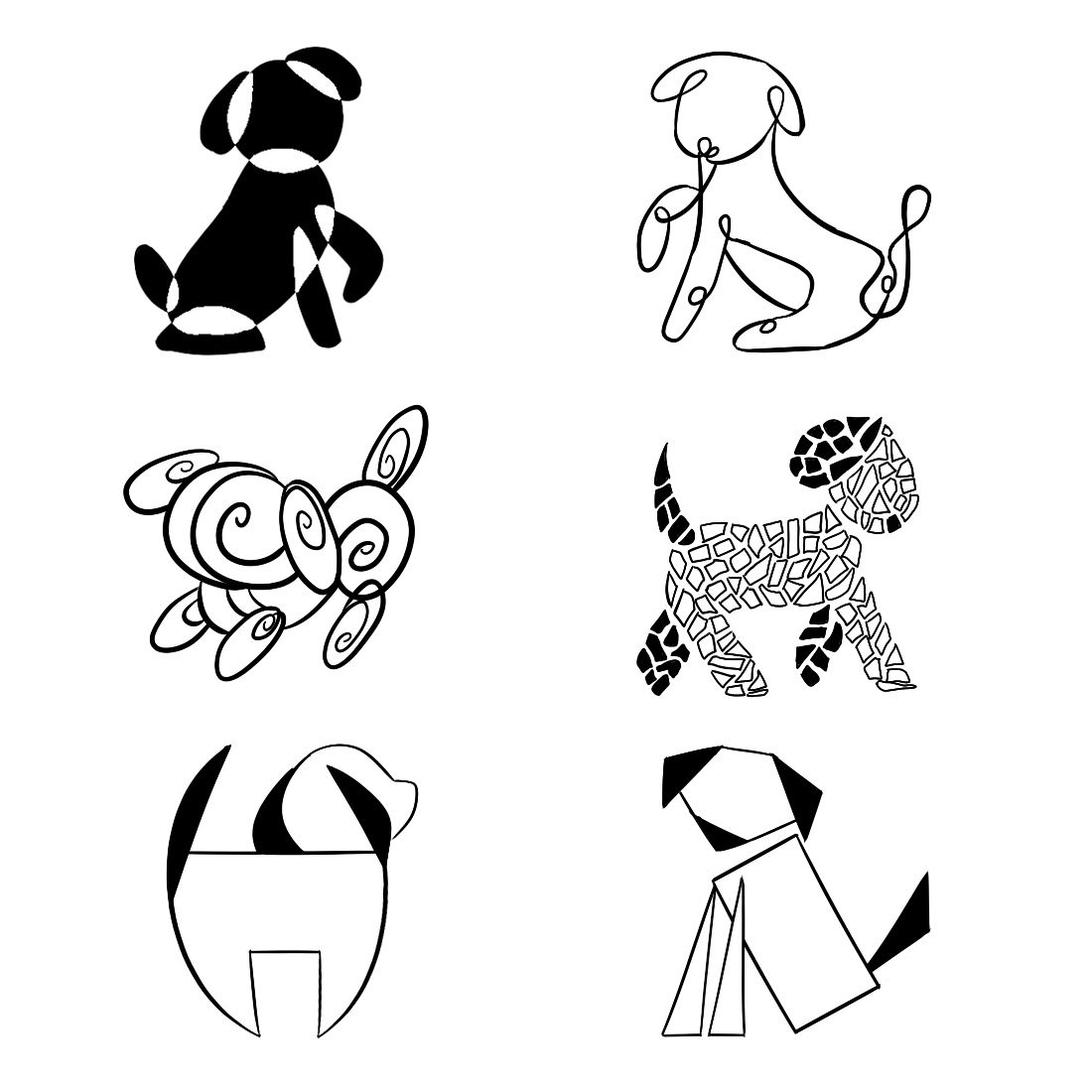 Graphic Dog Illustrations.