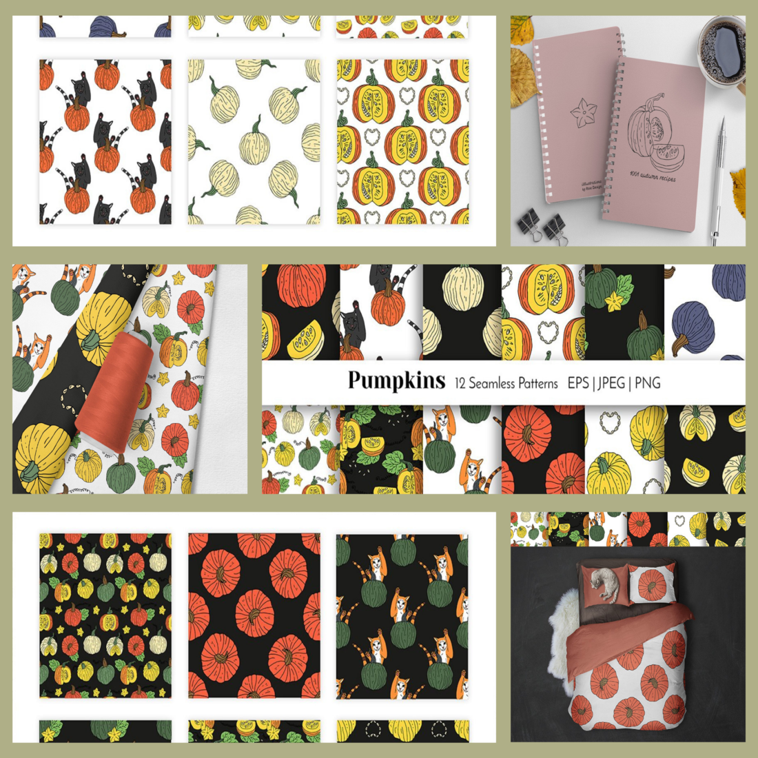 fall pumpkins patterns and elements cover image.
