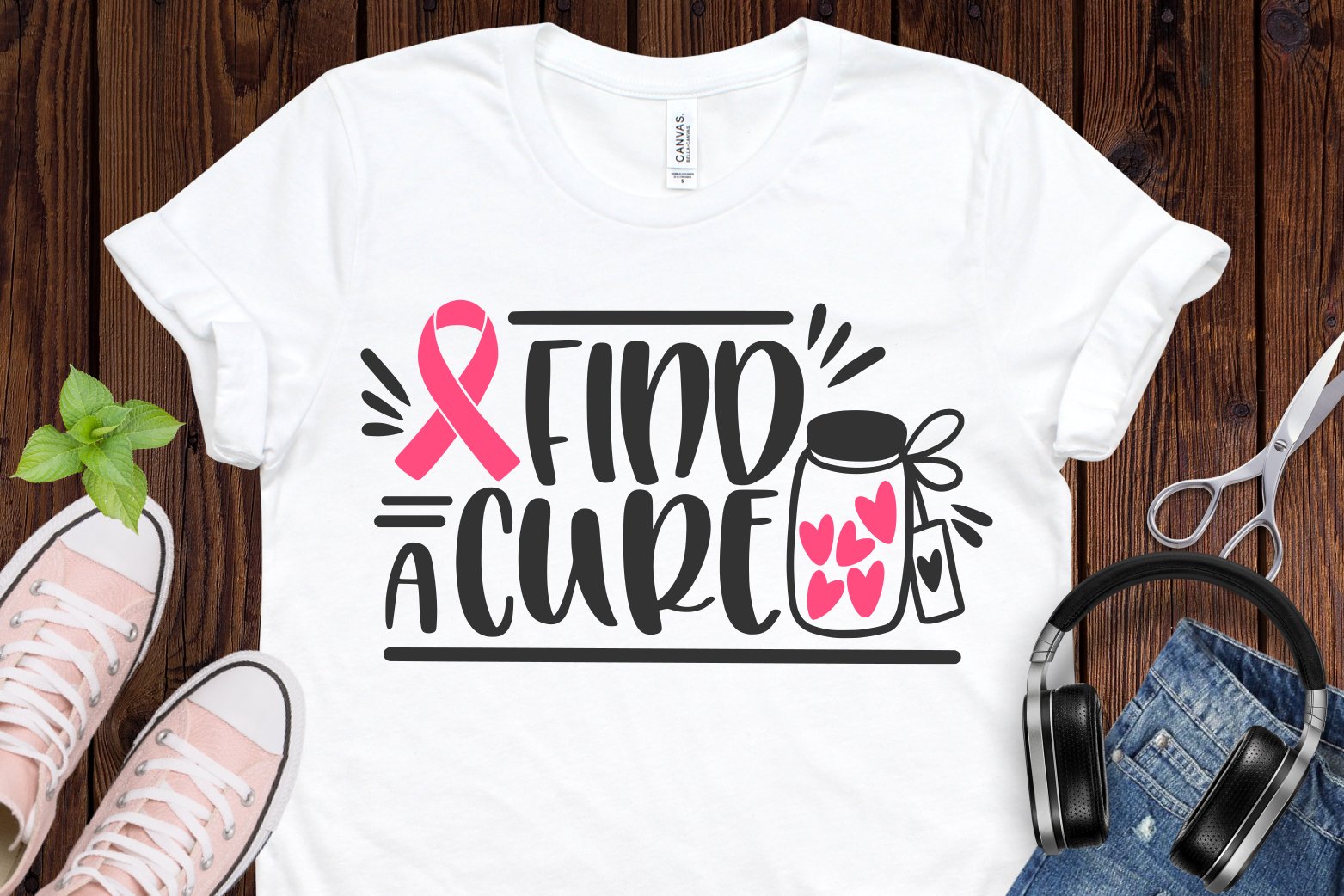 Breast cancer quote on the t-shirt.
